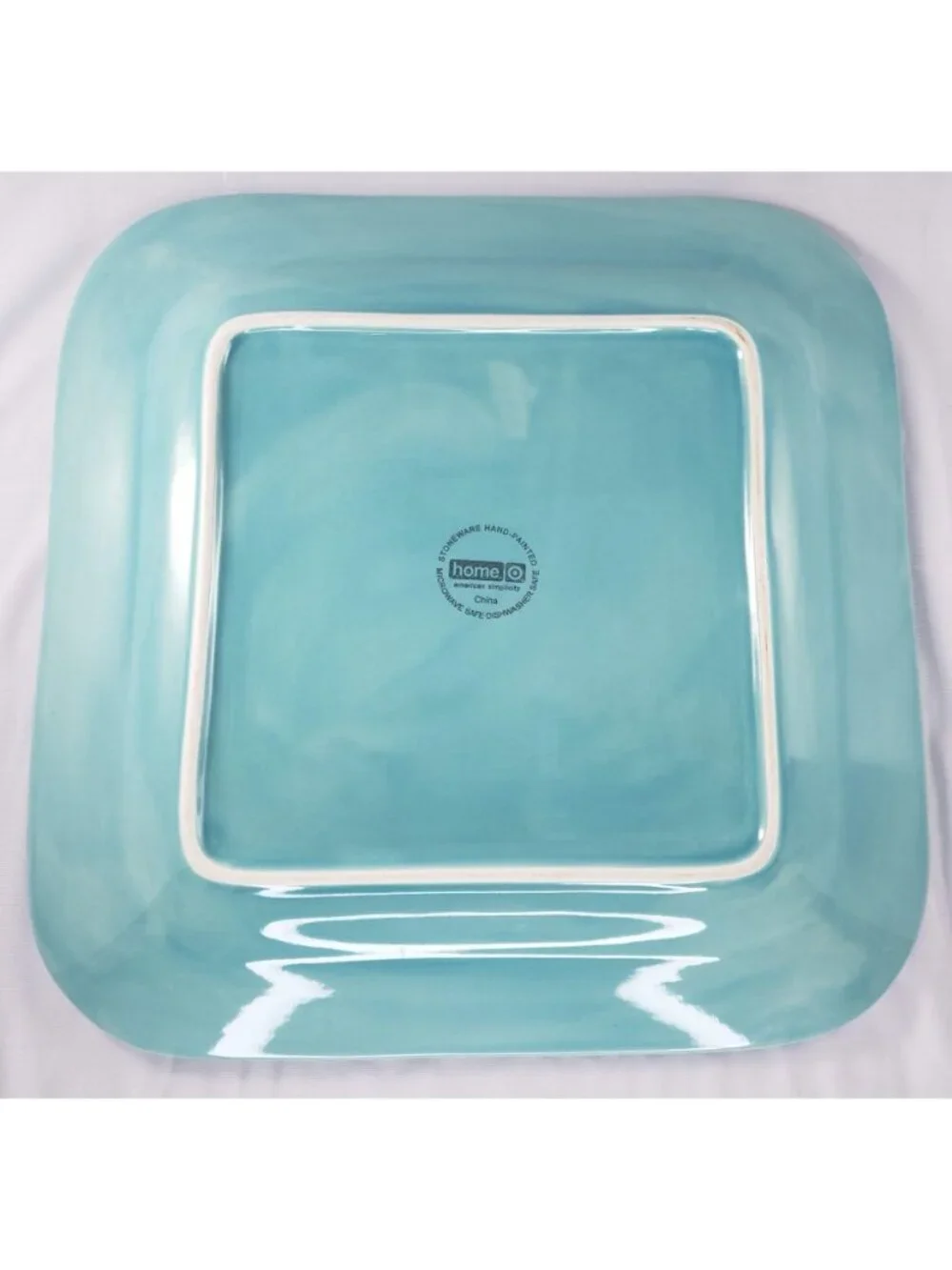 Home American Simplicity Turquoise Aqua Square Dinner Plates Set HTF